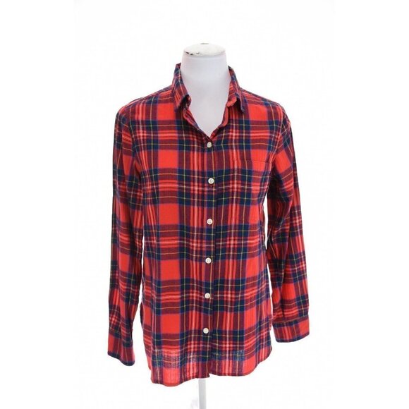 Old Navy Womens Sz M The Classic Shirt Red Flannel Button Up Shirt Plaid Tartan - Picture 2 of 9